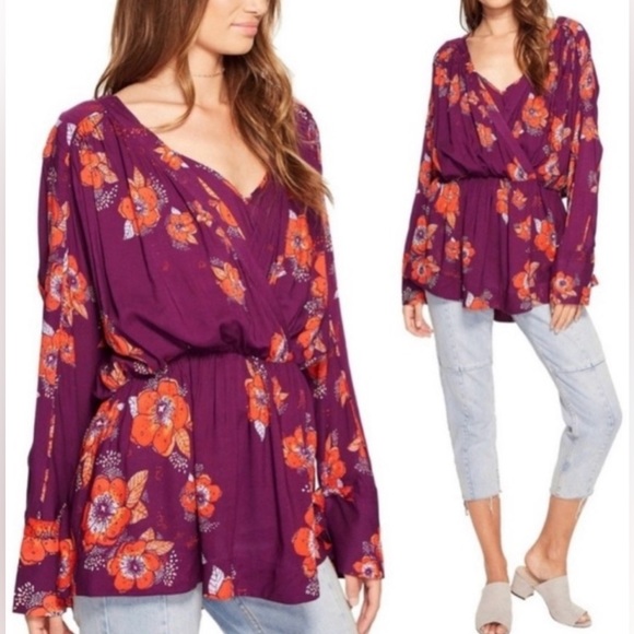 Free People 🌺 Tuscan Dreams Tunic Blouse - Picture 2 of 10